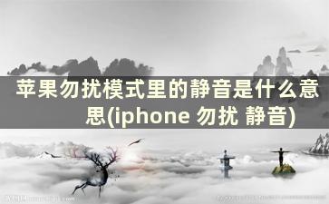 苹果勿扰模式里的静音是什么意思(iphone 勿扰 静音)